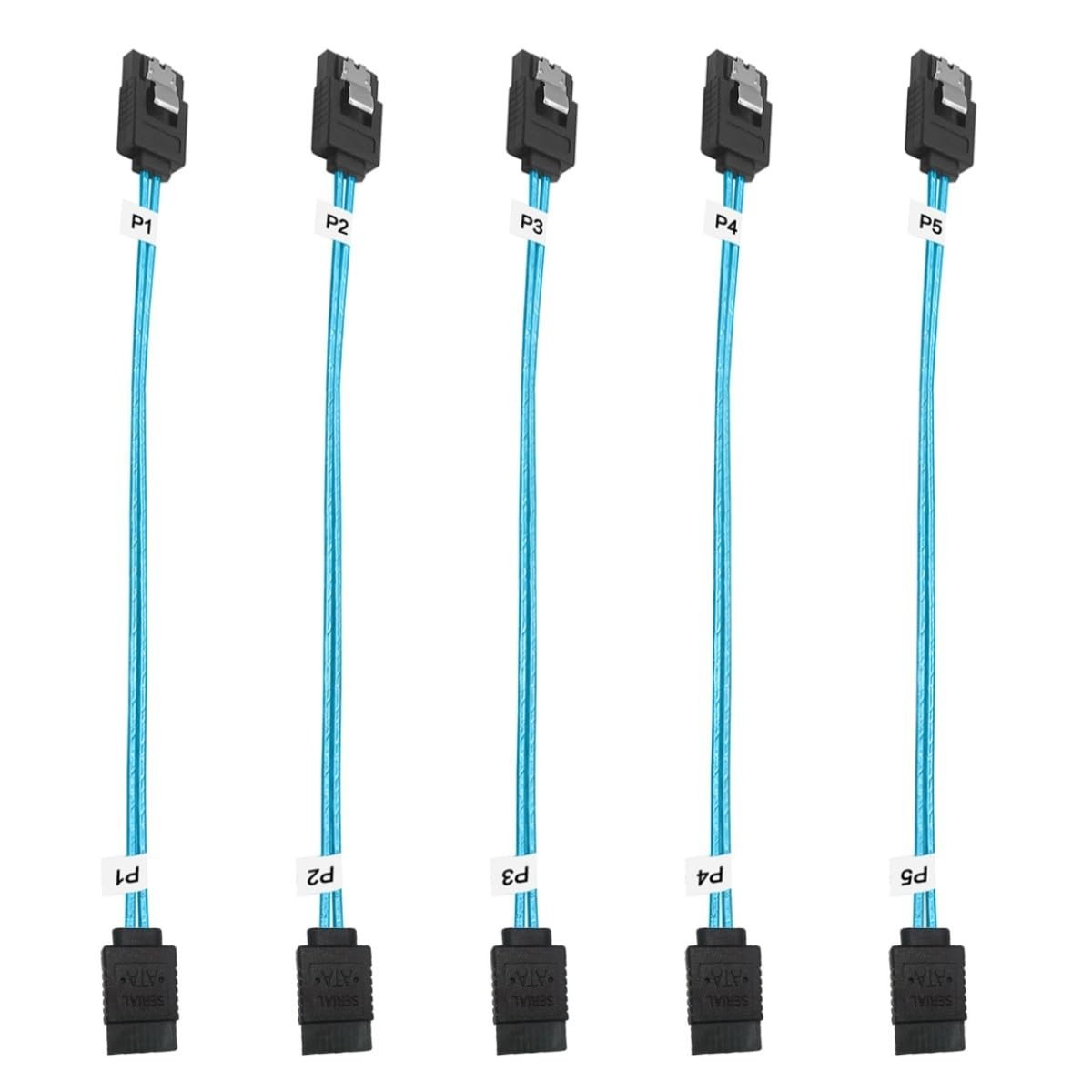 5Pack SATA III Cable:8 Inch Short-Sata Cable Thin 0.2M, Straight Flexible 6Gb Da