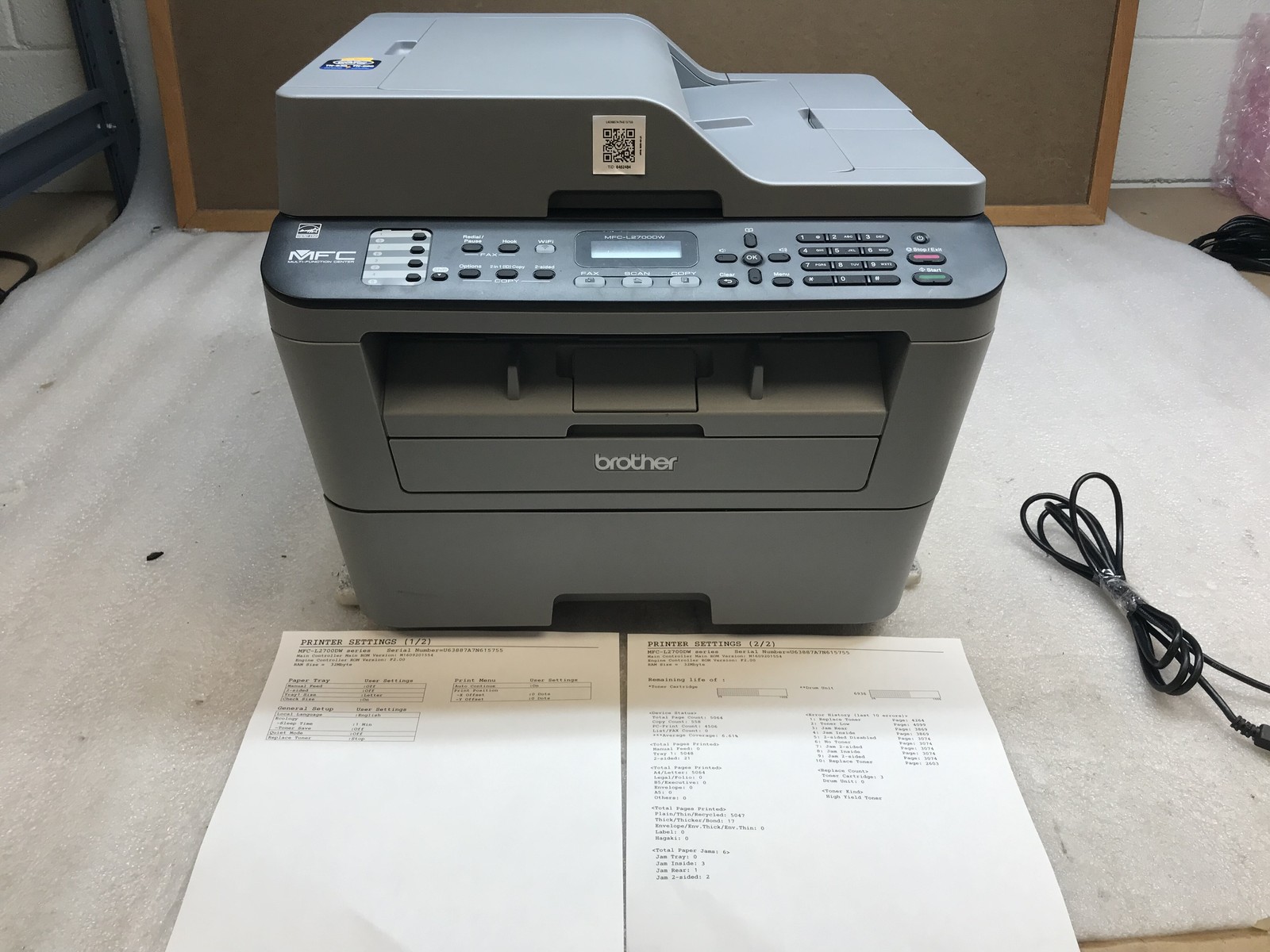 Brother MFC-L2700DW Monochrome Laser All In One Printer - Toner Inc 5K pg ct