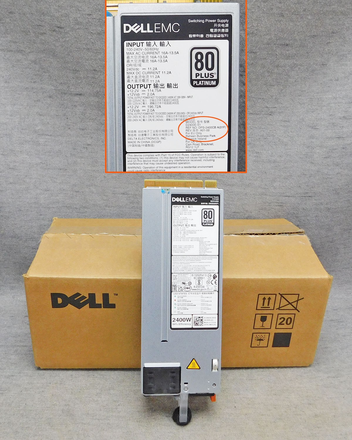 Dell EMC D2400E-S1 2400-Watts Power Supply for R650 R6525 R750 R7525 Open NEW