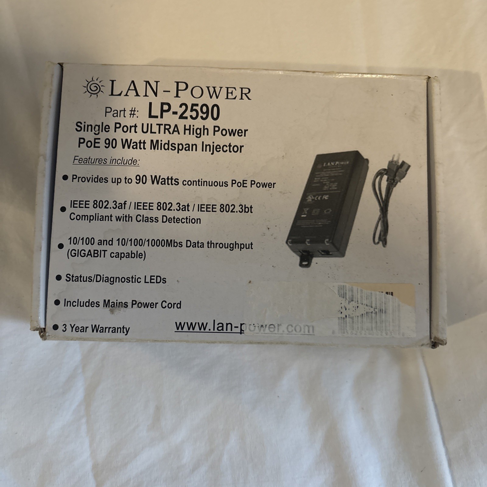 LAN-power Lp-2535 Single Port High Power Poe+ 35 Watt Mid span Injector