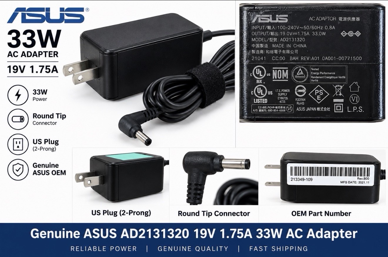 ASUS Original 33W Laptop Chargers AD2131320 19V 1.75A OEM Lot of 10