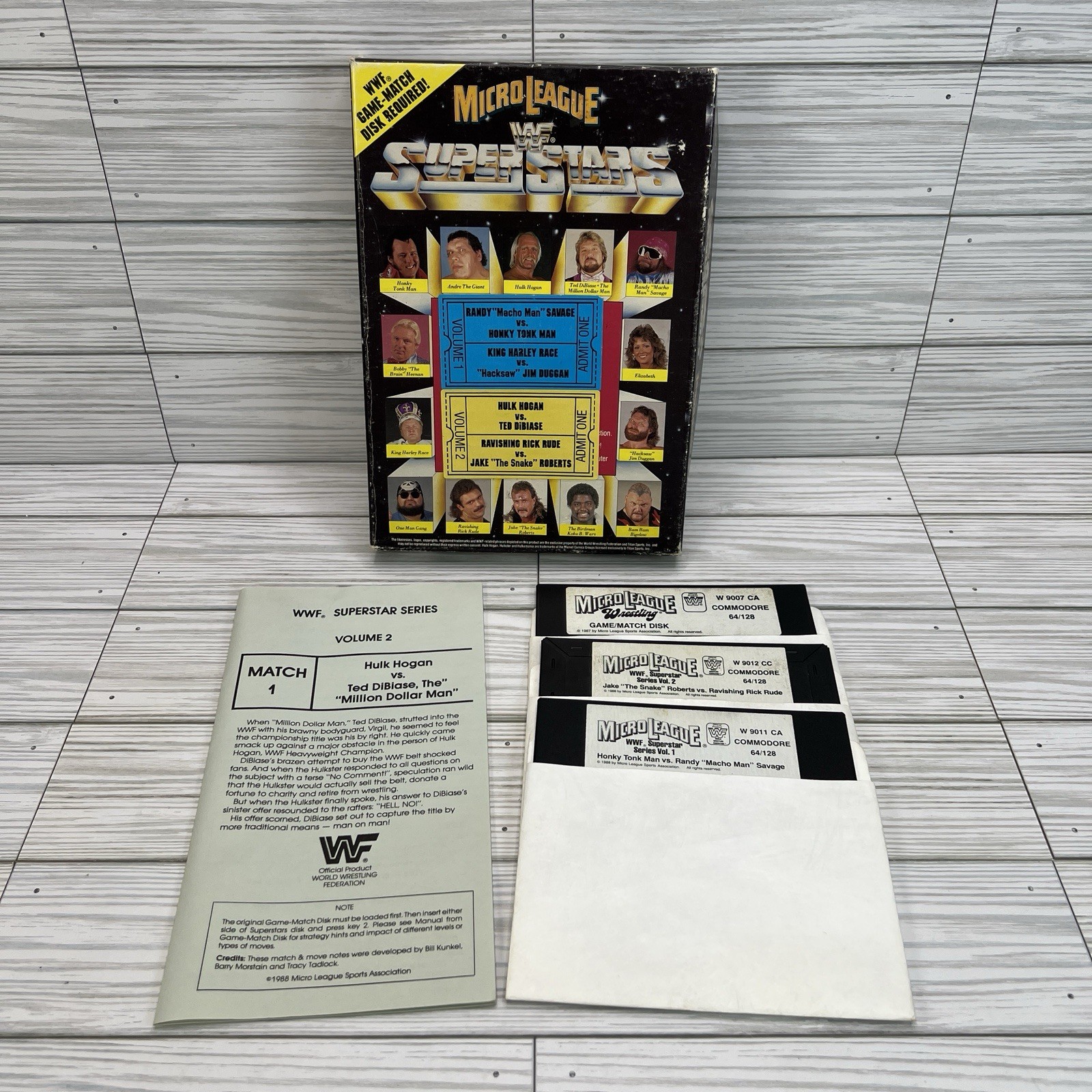 Micro League WWF Superstars Commodore Computer Game 1988 Hulk Hogan Wrestling