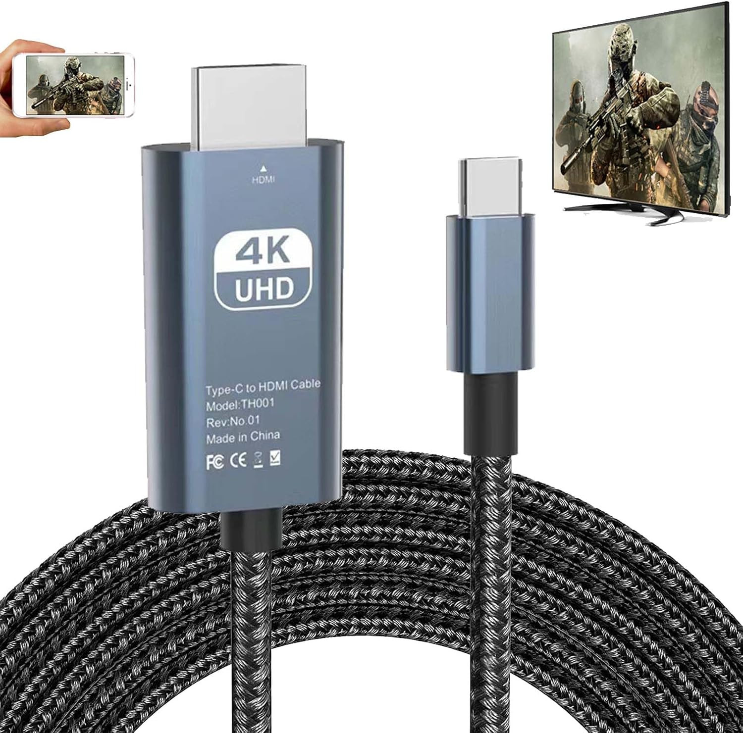 cable adaptador usb c a hdmi 4k 60hz para celular samsung macbook tv proyector