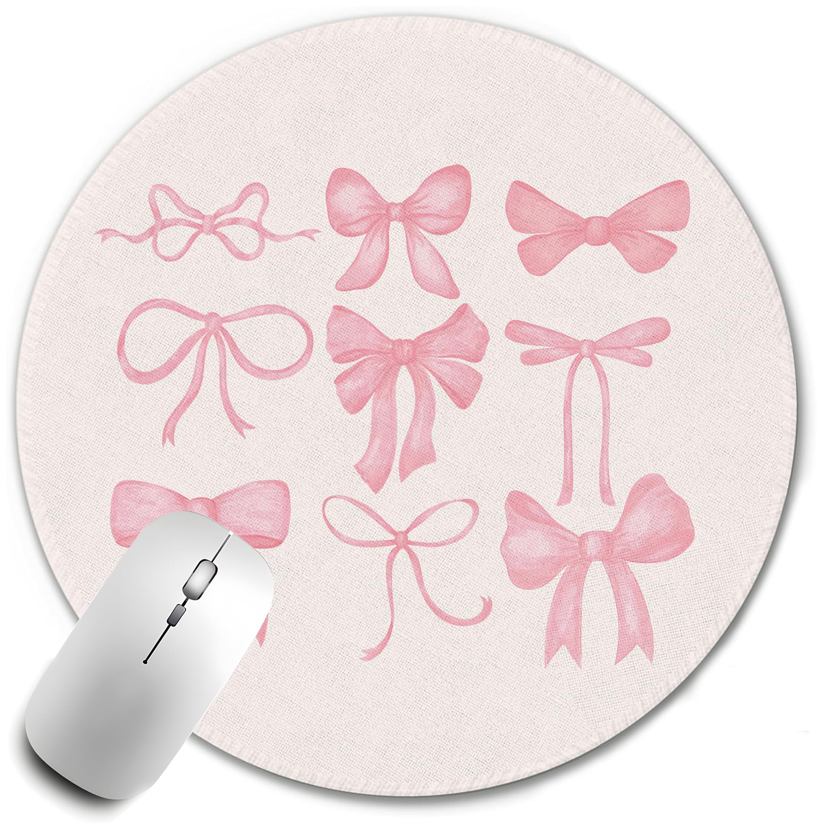 Coquette Pink Bow Pad, Girly Office Supplies,Coquette Pink Bows Ribbon Mousep...