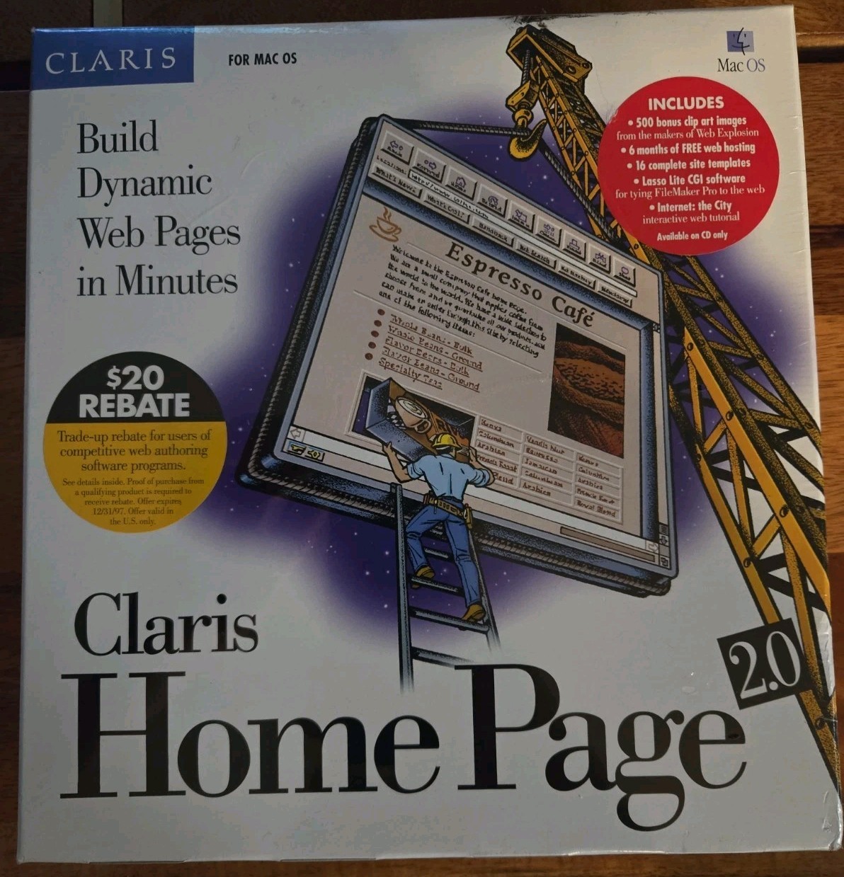 Claris Home Page 2.0 for Mac Brand new,sealed. 1996