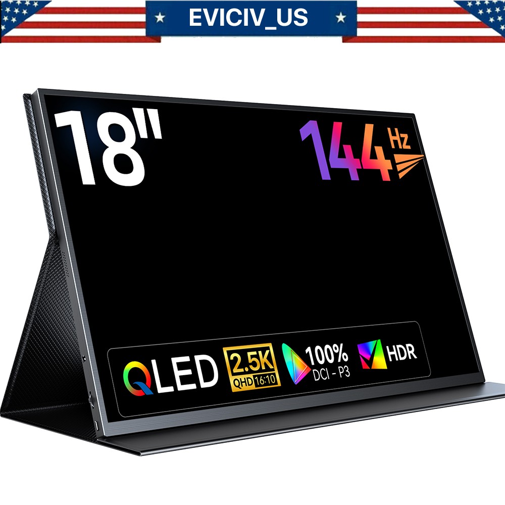 EVICIV 18.0" 144Hz QHD 2560*1440 IPS Portable Monitor Type-C Input Ultra Slim AA