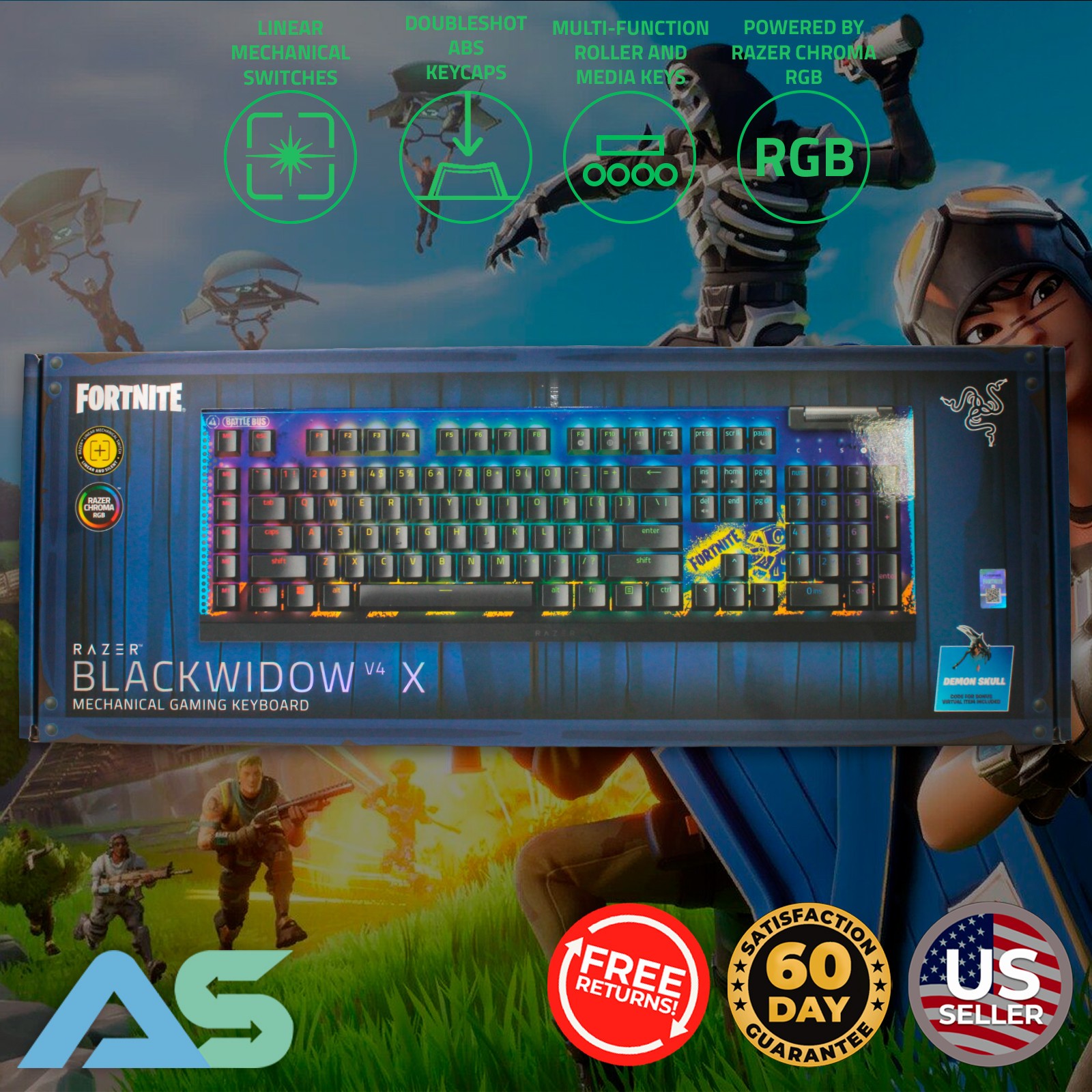 Razer BlackWidow V4 X Mechanical Gaming Keyboard Linear Switch Fortnite Edition