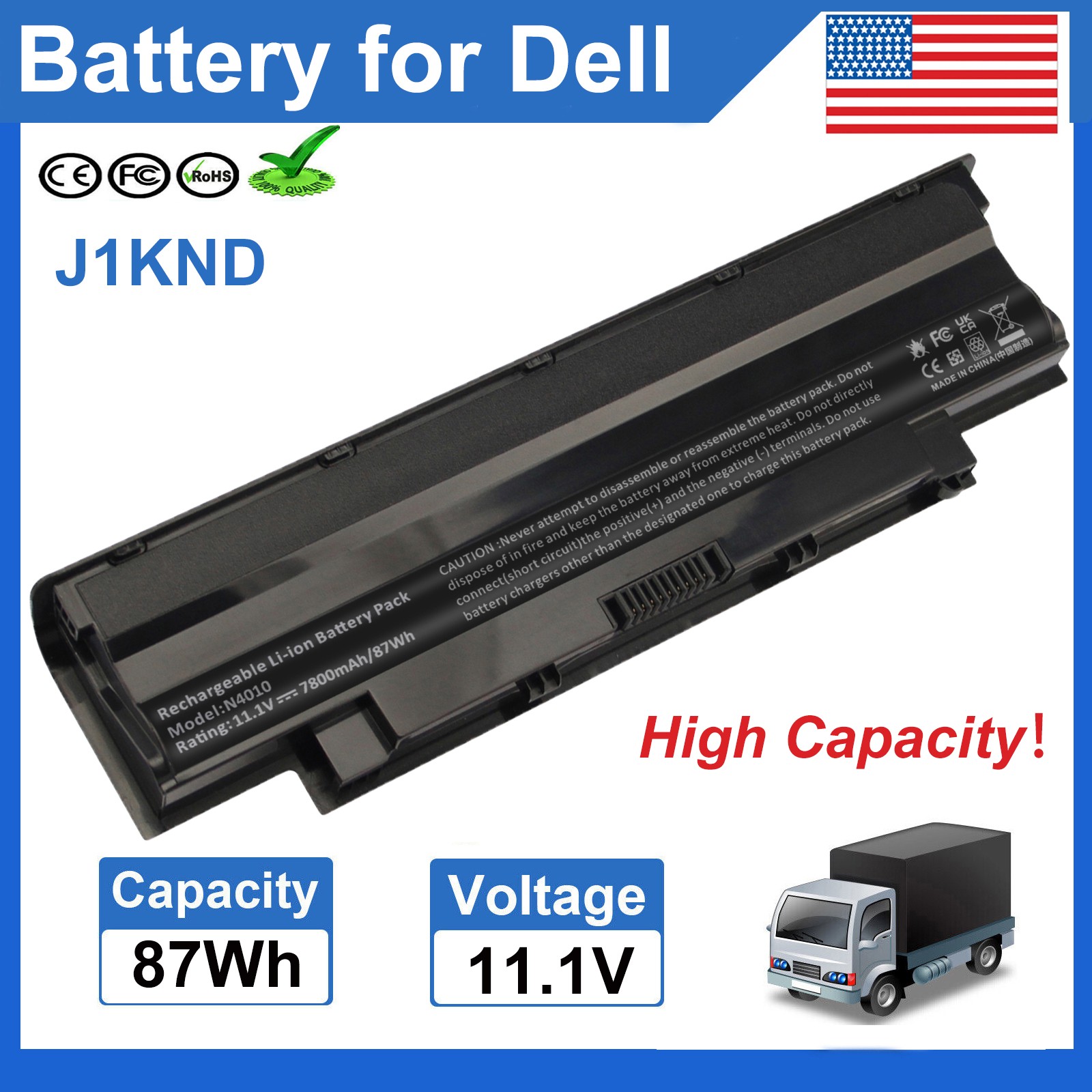 ✅J1KND Battery For Dell Inspiron N7010 N7110 N5010 N5110 N5030 N4010 N4110 87Wh
