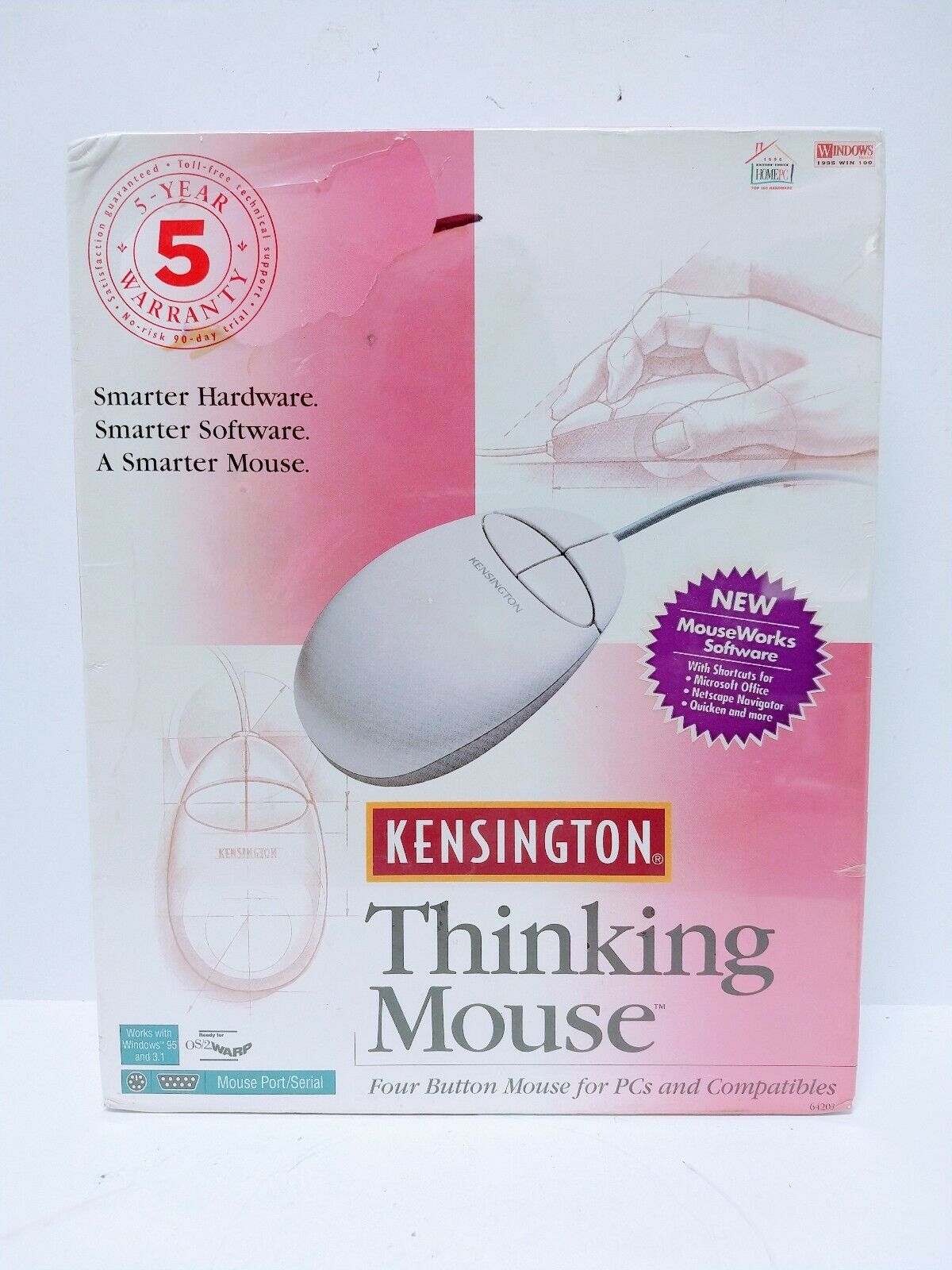 Vintage SEALED BOX Kensington Thinking Mouse  4 Button #64203 From 1996