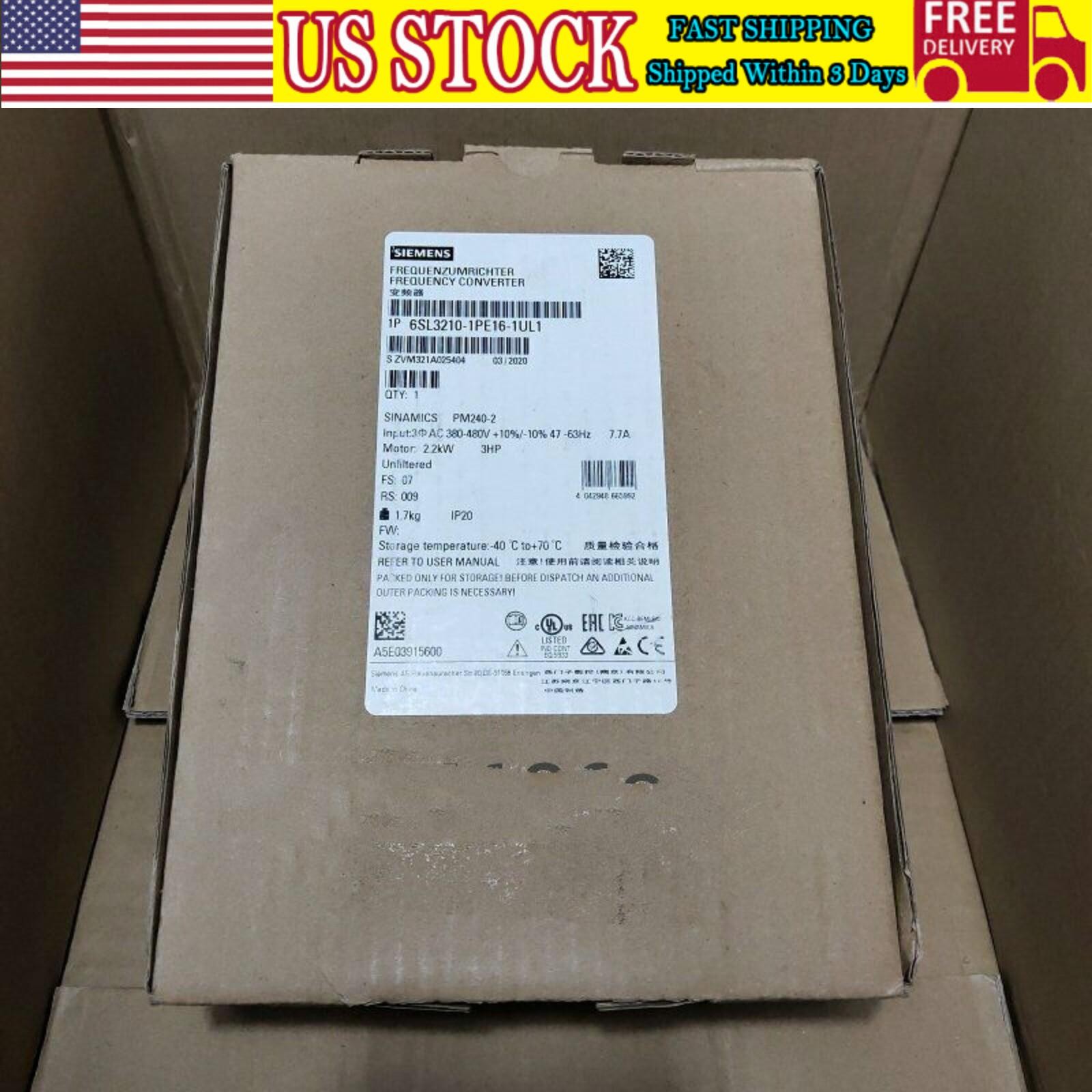 New Siemens SINAMICS PM240-2 Unfiltere 6SL3210-1PE16-1UL1 6SL3 210-1PE16-1UL1