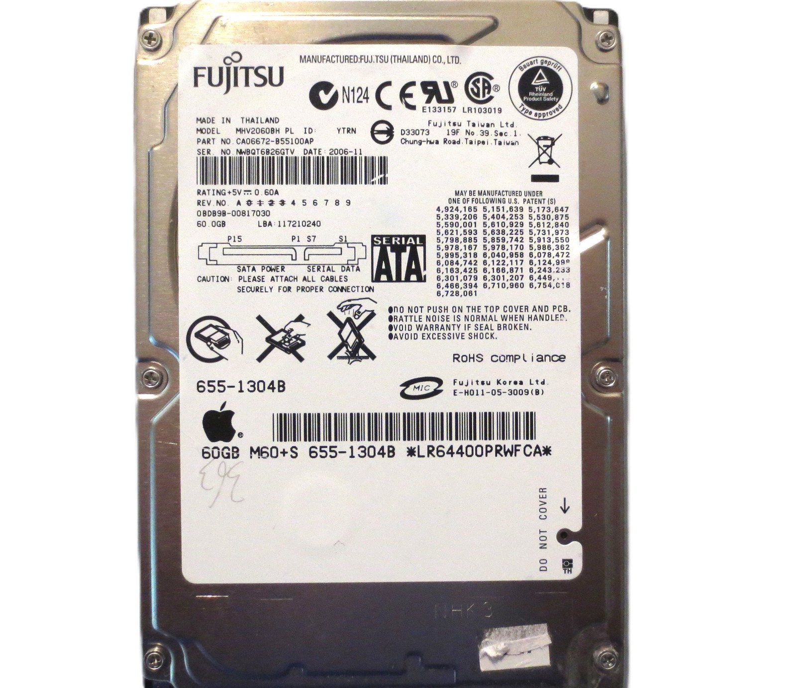 MHV2060BH PL CA06672-B55100AP 0BDB9B-00817030 (NWB) Thailand 60gb Sata 2006