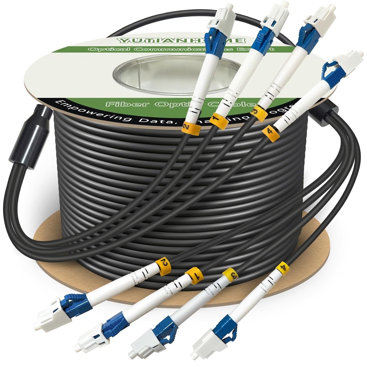 200 Meters 4 Core Industrial TPU LC to LC Outdoor Armored Fiber Optic Cable