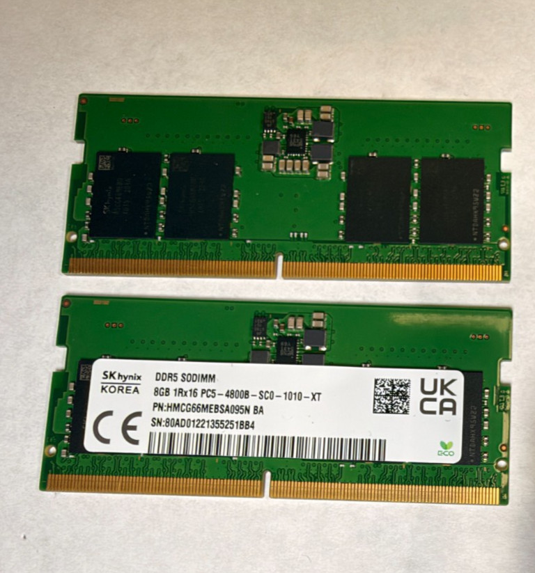 16GB Kit SK Hynix 2 x 8GB DDR5  Laptop SODIMM RAM4800MHz 1Rx16 PC5-4800B