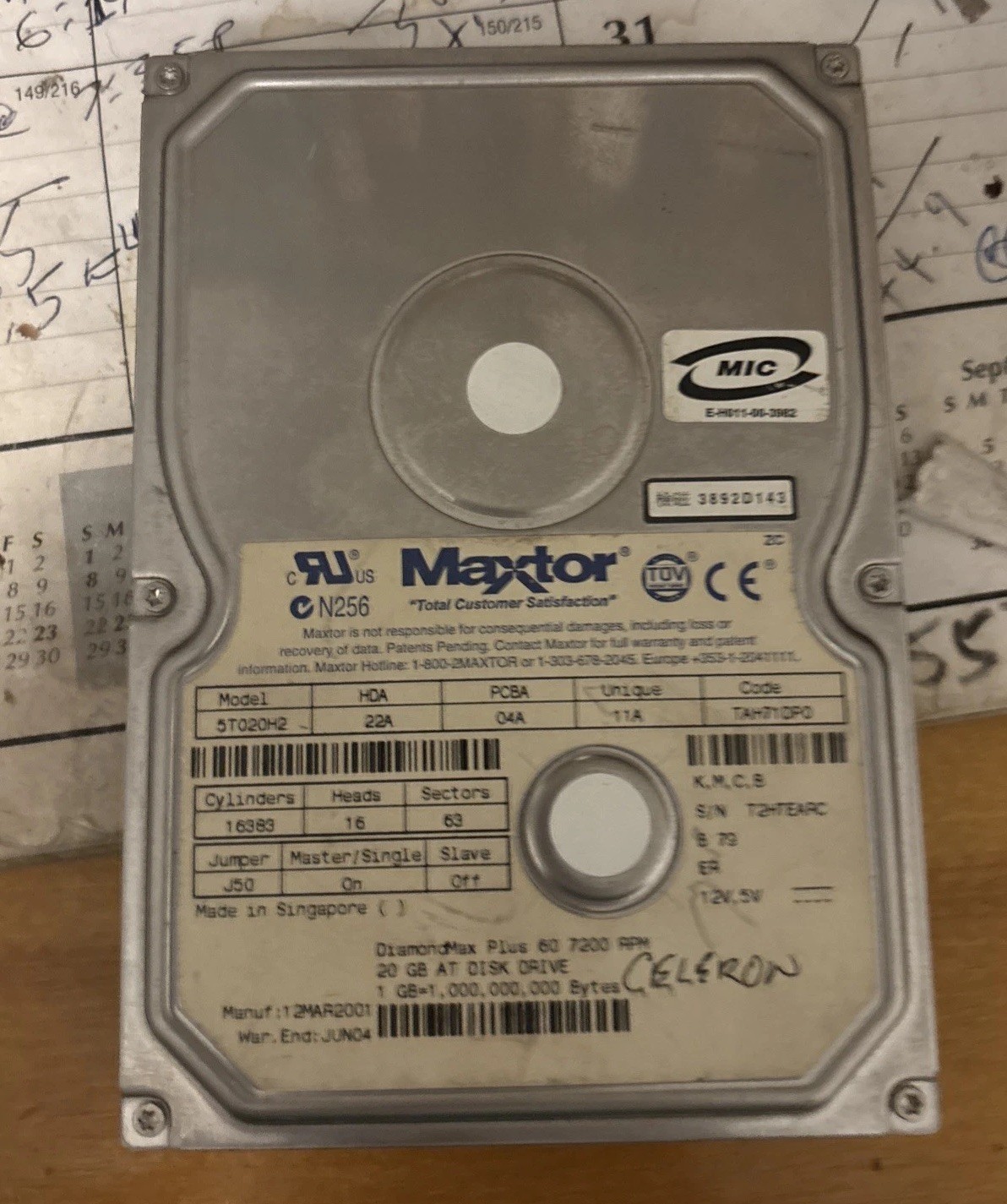 Mapdor 93073U6 30GB 3.5-in IDE Hard Drive/HDD, 06A, 08A, 11A, FA500S60, 