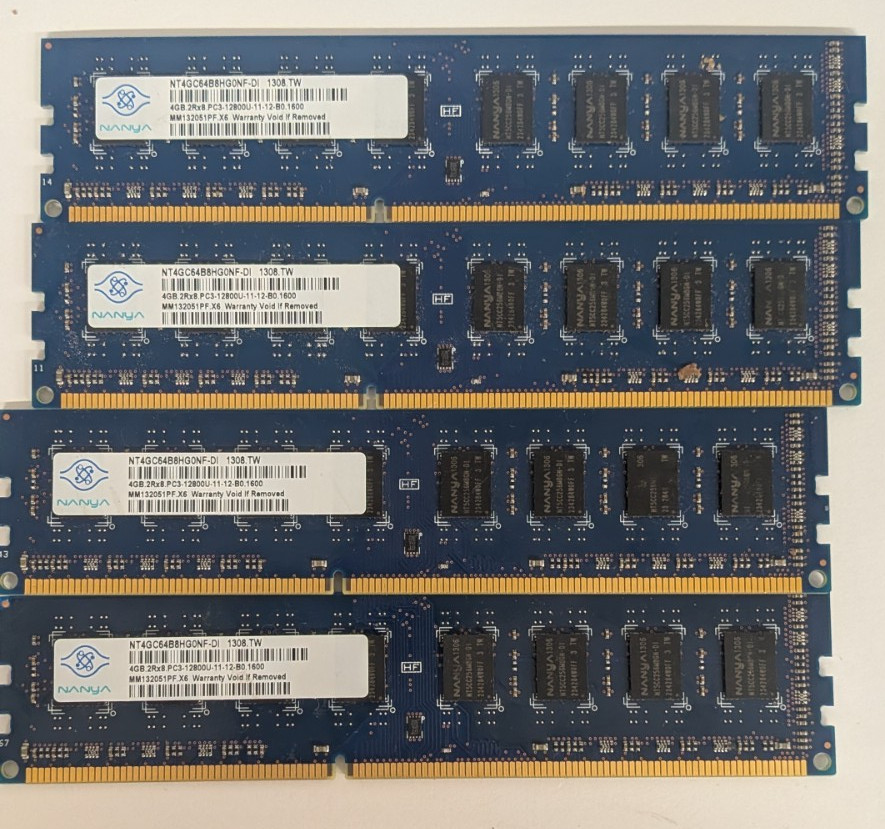 Nanya 16gb (4x4g) 2Rx8 DDR3 PC3-12800U Desktop Memory