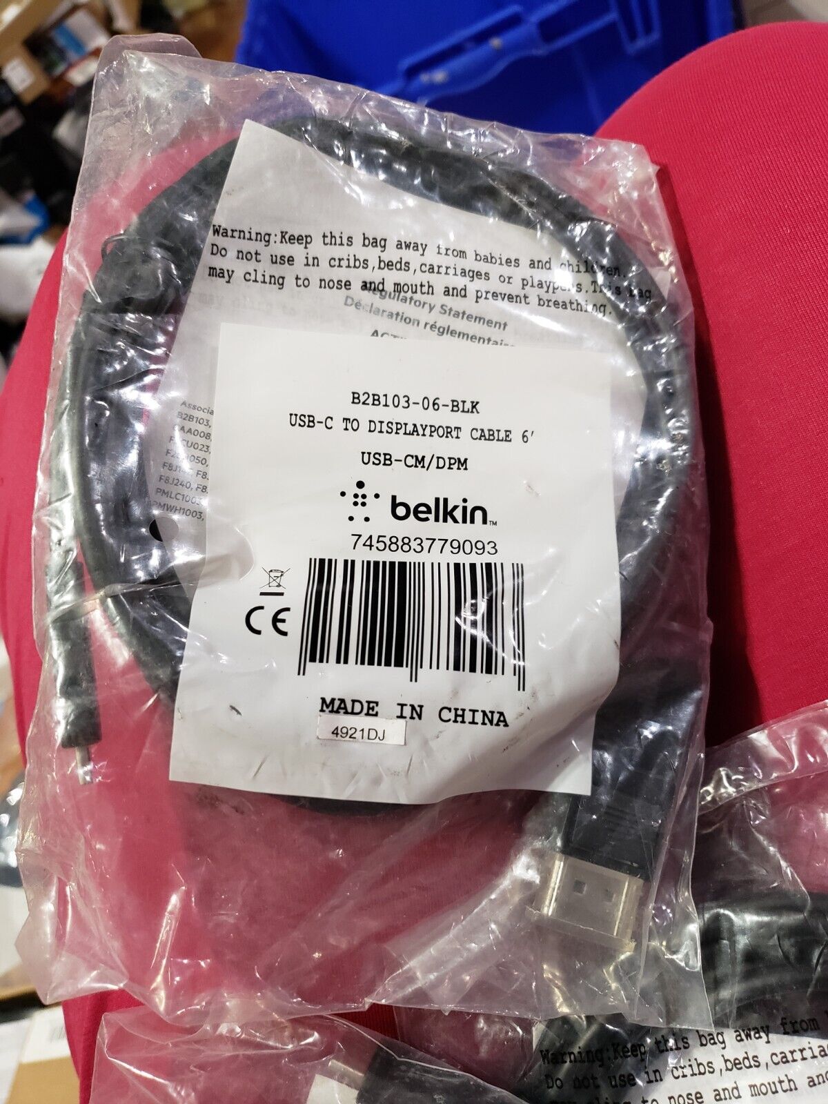 BELKIN B2B103-06-BLK USB-C TO DISPLAYPORT CABLE 6\'