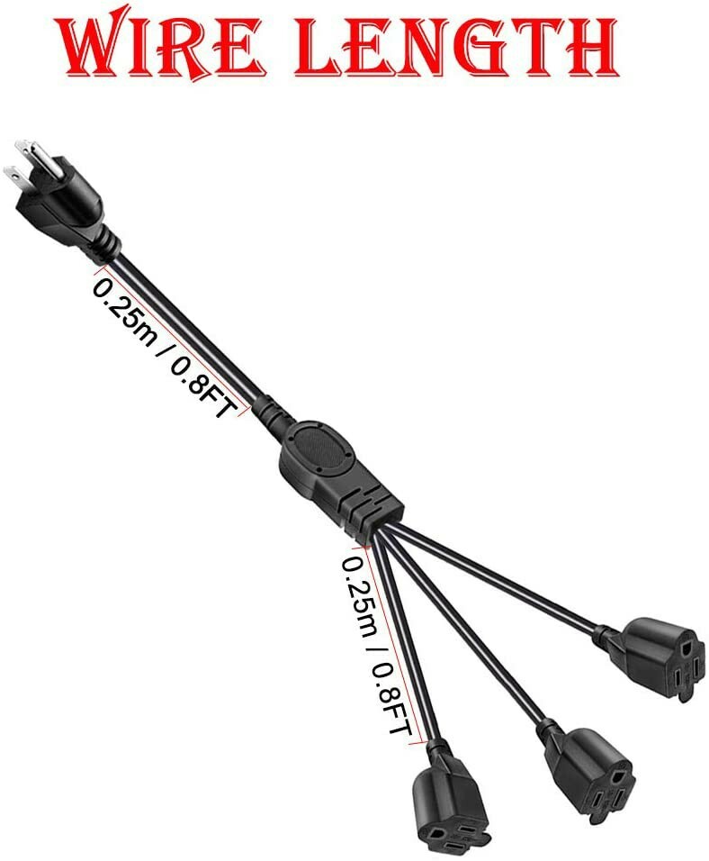 MEROM (3 Pack) 16AWG 3 Prong Plug Indoor Outdoor Power. SCANER,TRANFORMER