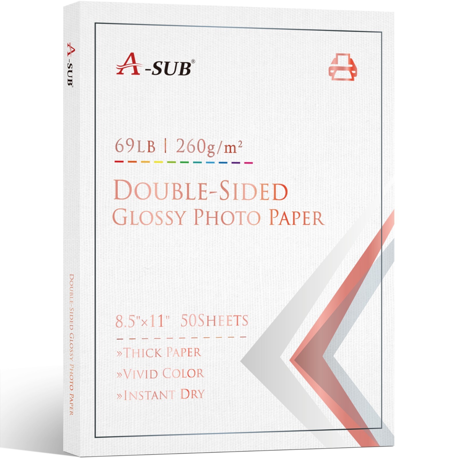 Lot A-SUB 69lb Double-sided Glossy Photo Paper 8.5x11 Inkjet Printers 260g Thick