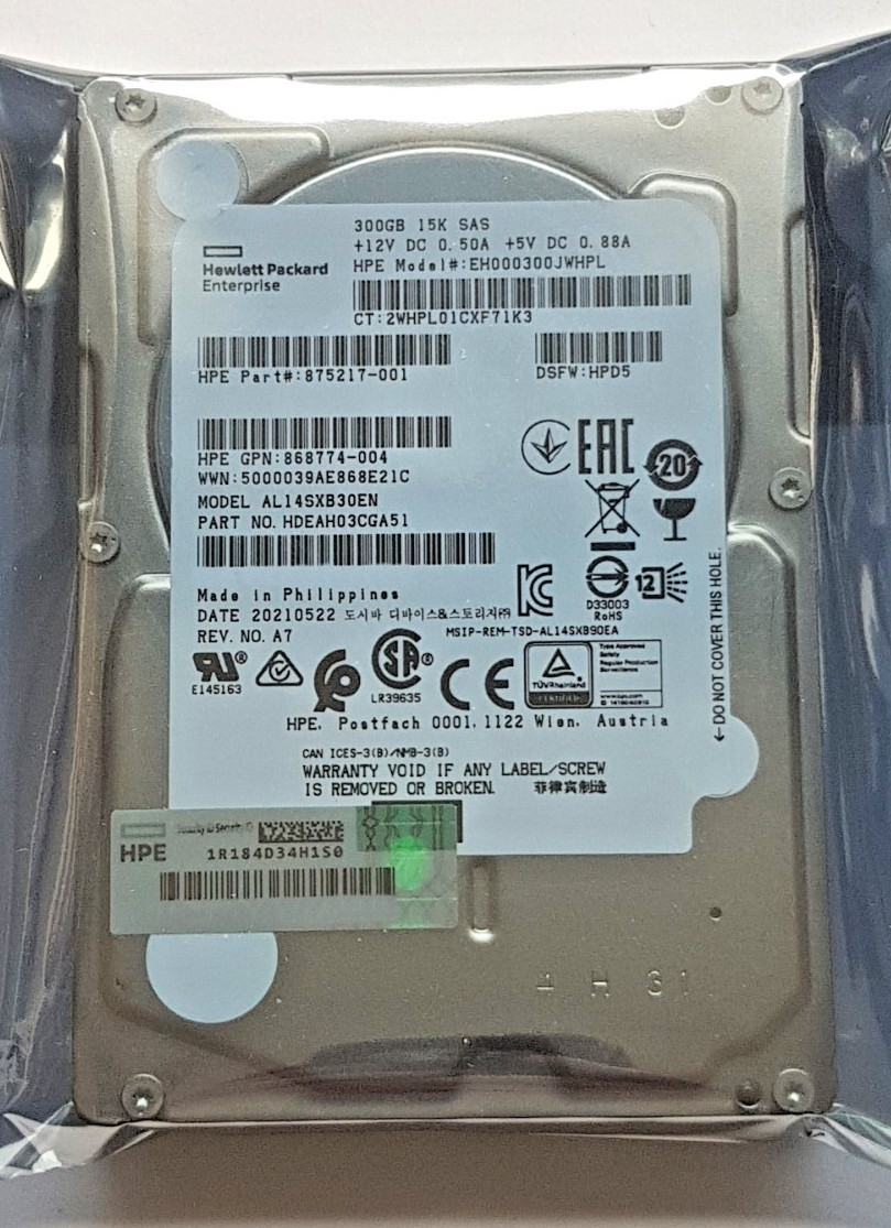 300GB SAS HP EH000300JWHPL 15K rpm SFF SC HDD 2.5" Internal Hard Drive New