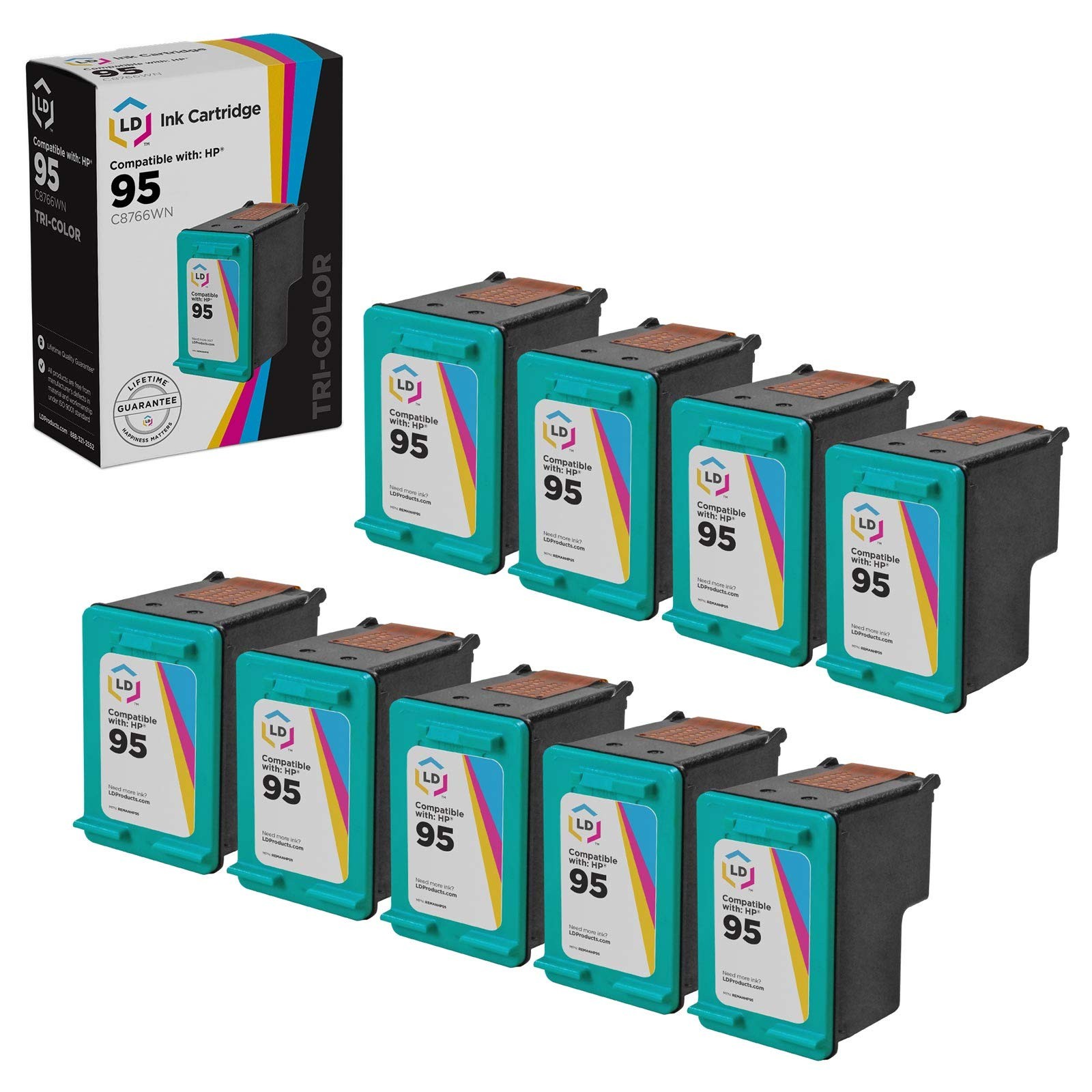 9pk LD Reman C8766WN Compatible With HP 95 TriColor Ink Cartridge for 6304 6305