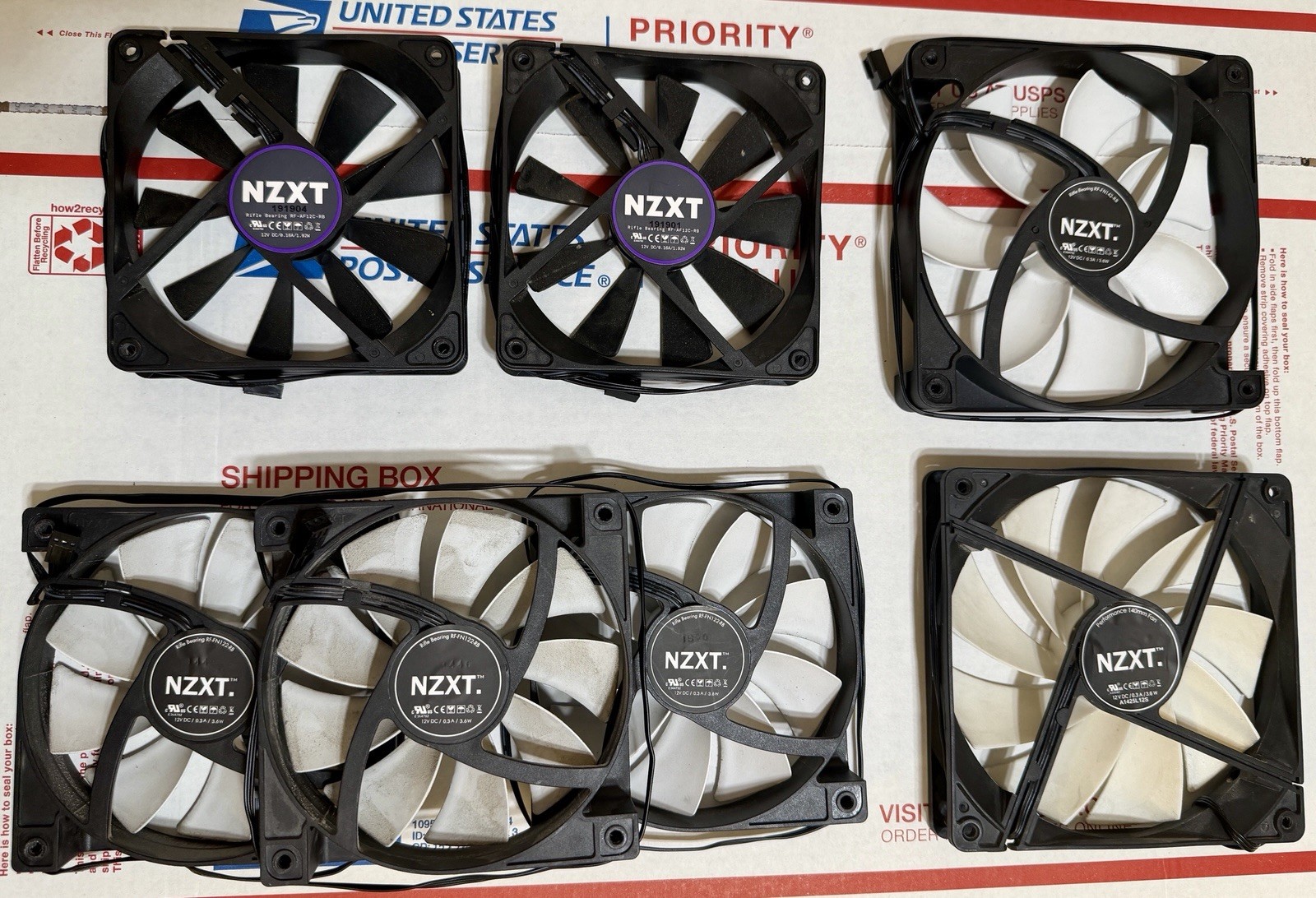NZXT 7x Fan Lot A1425L12S RF-FN142-RB RF-FN122–RB RF-AF12C-RB 120mm 140mm Screws