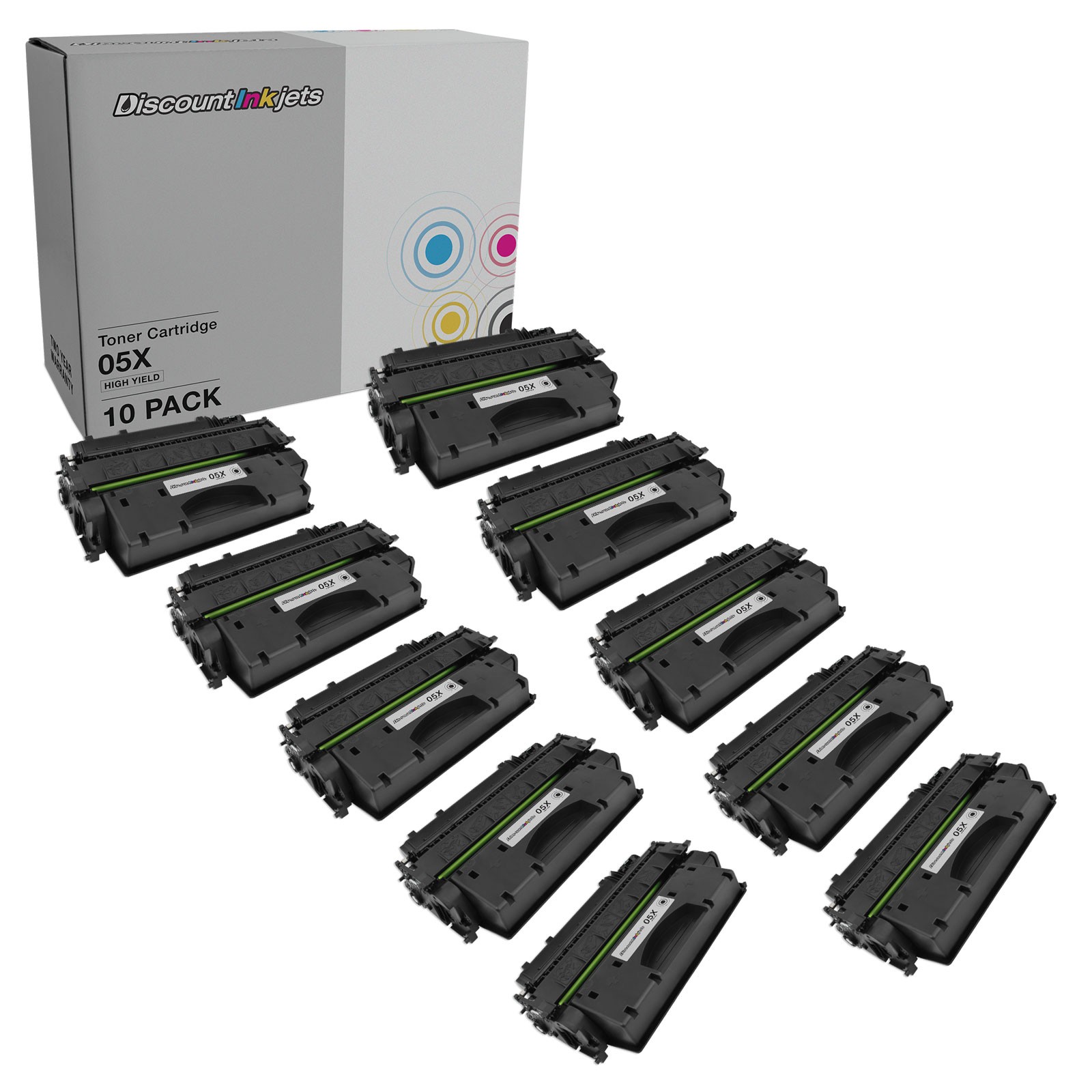10PK CE505X BLACK Toner for HP 05X High Yield LaserJet P2050 P2055n P2055d P2055