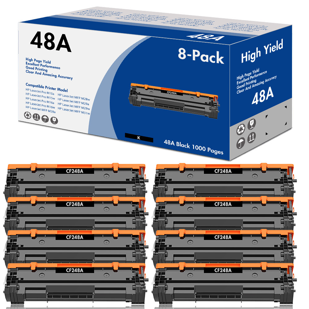 8 Pack CF248A 48A Black Toner For HP LaserJet Pro MFP M15a M15w M28w M29a M29w