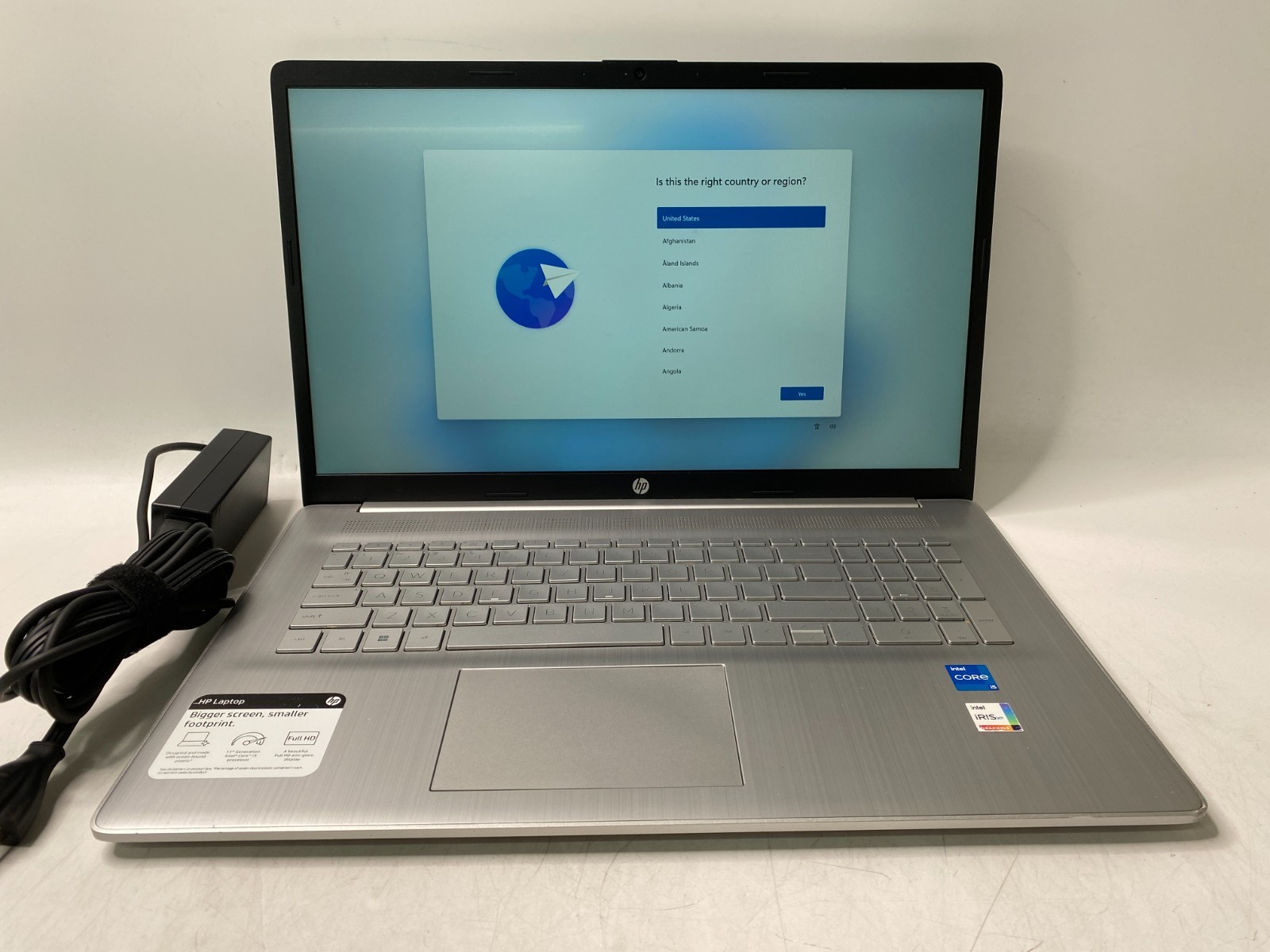 HP Laptop 17-cn1063cl i5-1155G7 12GB DDR4 512GB SSD W11H 100% Batt w/ AC Adapter