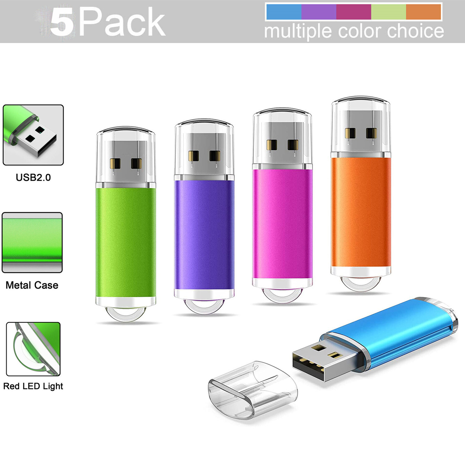 5Pack 1GB-64GB USB 2.0 Flash Drives Memory Stick Pen Drive Thumb Drive Storage