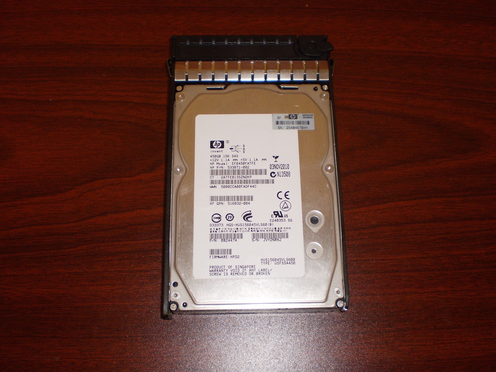 AP871A,583717-001 HP M6612 450GB 6G SAS -15K 3.5IN HDD