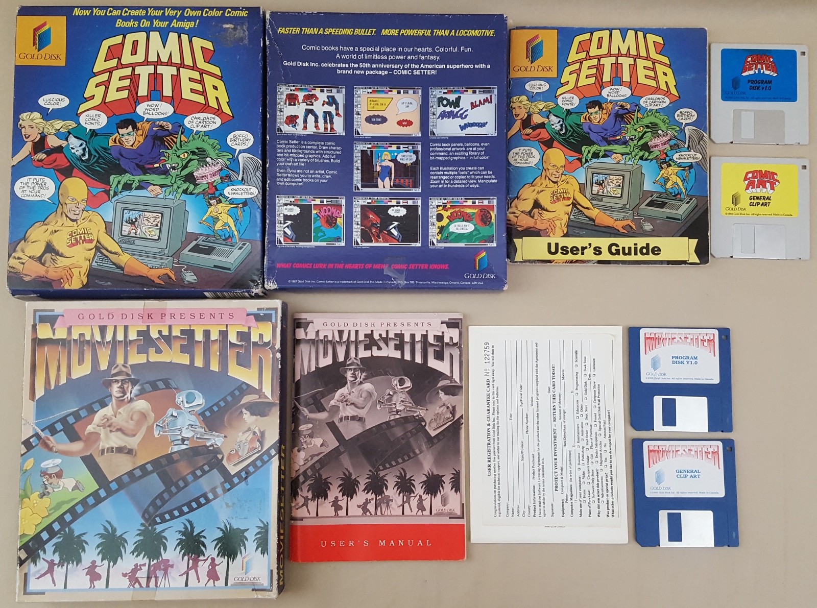 COMIC SETTER & MOVIE SETTER Boxed Software ©1988 Gold Disk for Commodore Amiga