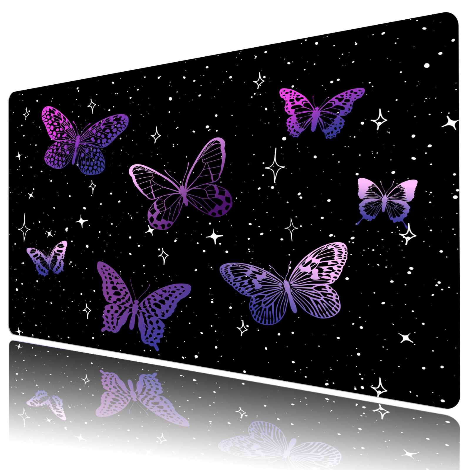 Black White Mouse Pad Purple Butterfly Mouse Pad for Keyboard and Desk Mat