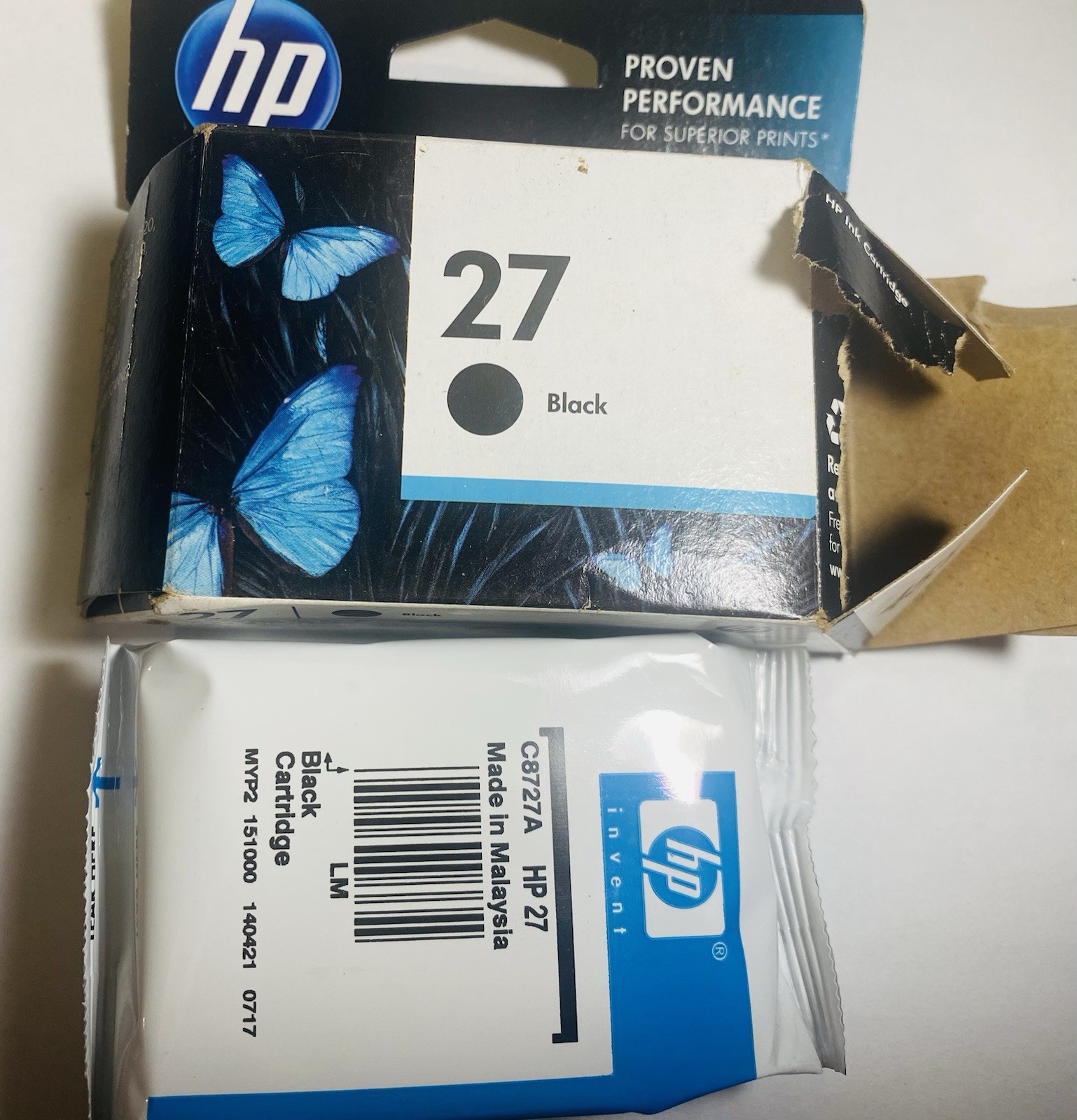 HP 27 C8727AN Black Ink Cartridge Genuine New EXPIRED 2016
