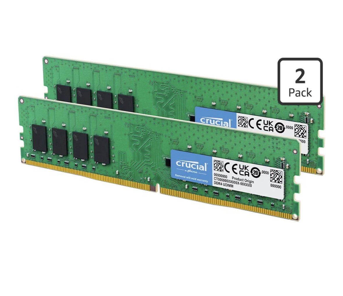 Crucial 16GB (x2 8GB) 3200MHz DDR4 PC4-2400 288pin UDIMM Memory Ram OPEN BOX