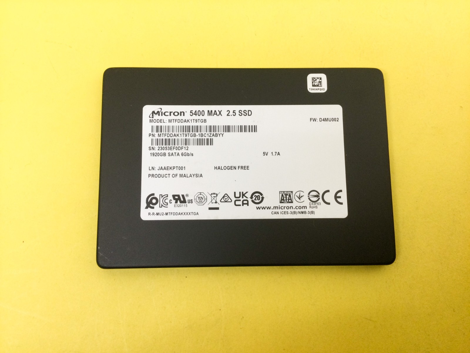 Micron 5400 MAX 1.92TB SATA 6Gb/s 2.5'' Internal SSD MTFDDAK1T9TGB