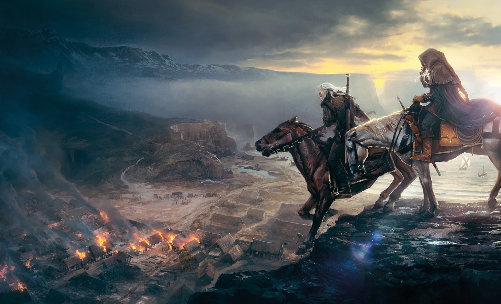 Landscape the witcher 3 wild hunt geralt of rivia video Custom Gaming Mat Desk