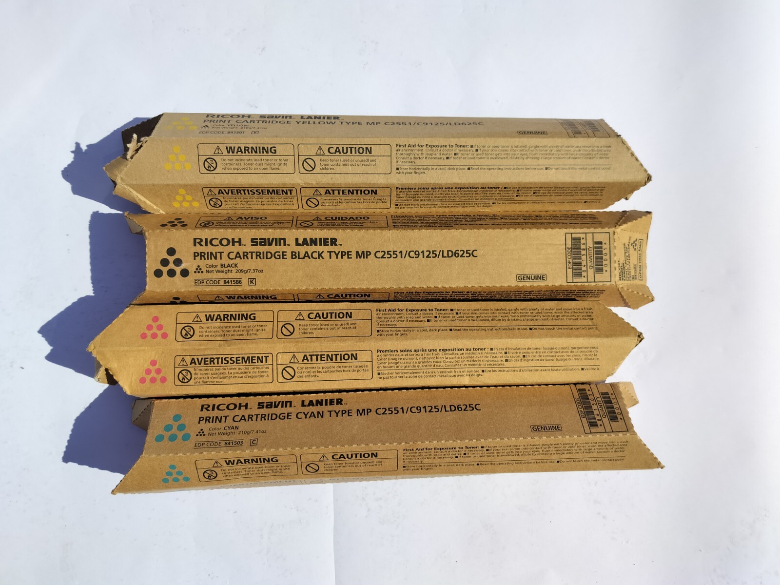 4 Pack Ricoh Savin Lanier Toner C2551 Magenta Black Yellow Cyan Set Sealed