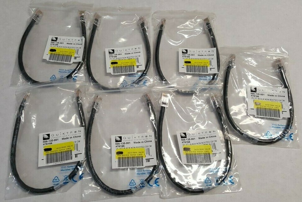 (7) Quantity of Quiktron VS 1ft  Non Booted C6 CM 566-135-001 #75166, black