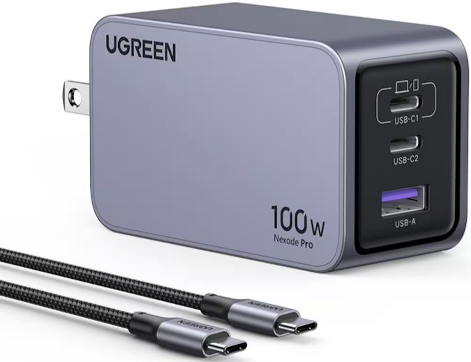 UGREEN - Nexoede Pro 100W USB-C Charger Set, PPS 3-Port Compact Foldable GaN ...