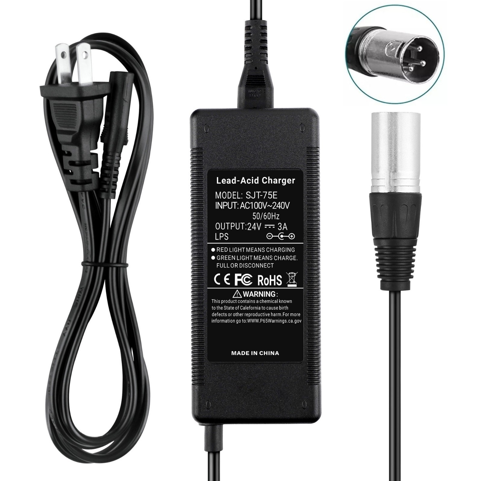 24V 3A Smart Charger For Innuovo W3331A 3 Wheel Folding Mobility Scooter Power