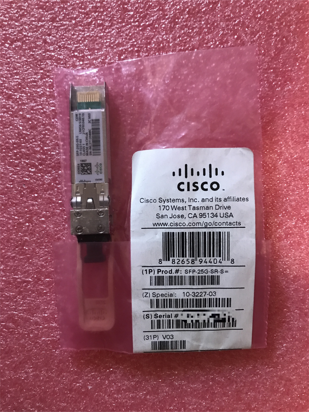 New Cisco SFP-25G-SR-S 25GBASE-SR SFP28 850nm 100m MMF LC Transceiver  W/Holo