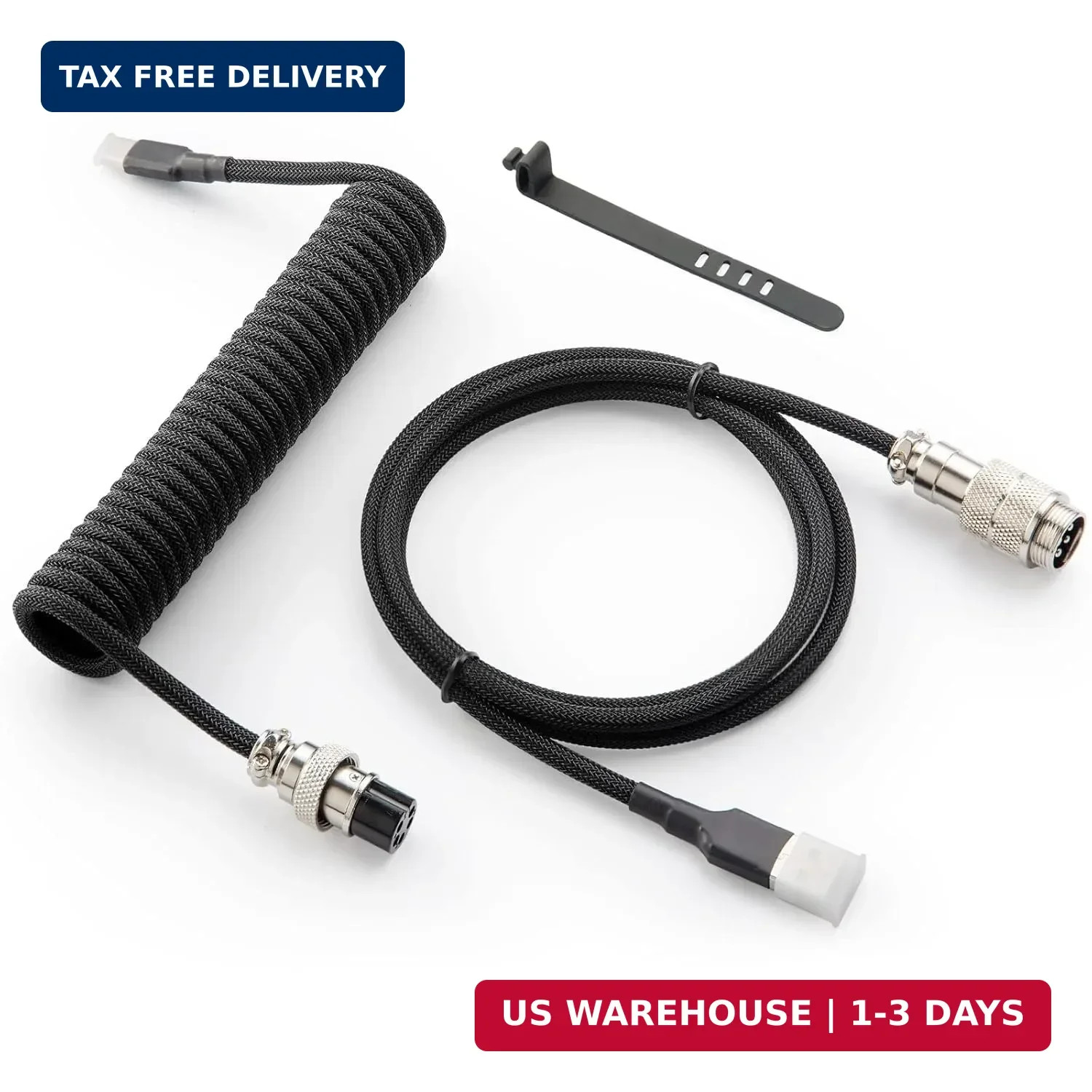 Pro Custom Coiled USB C Cable for Gaming Keyboard, Double-Sleeved Mechanical Key
