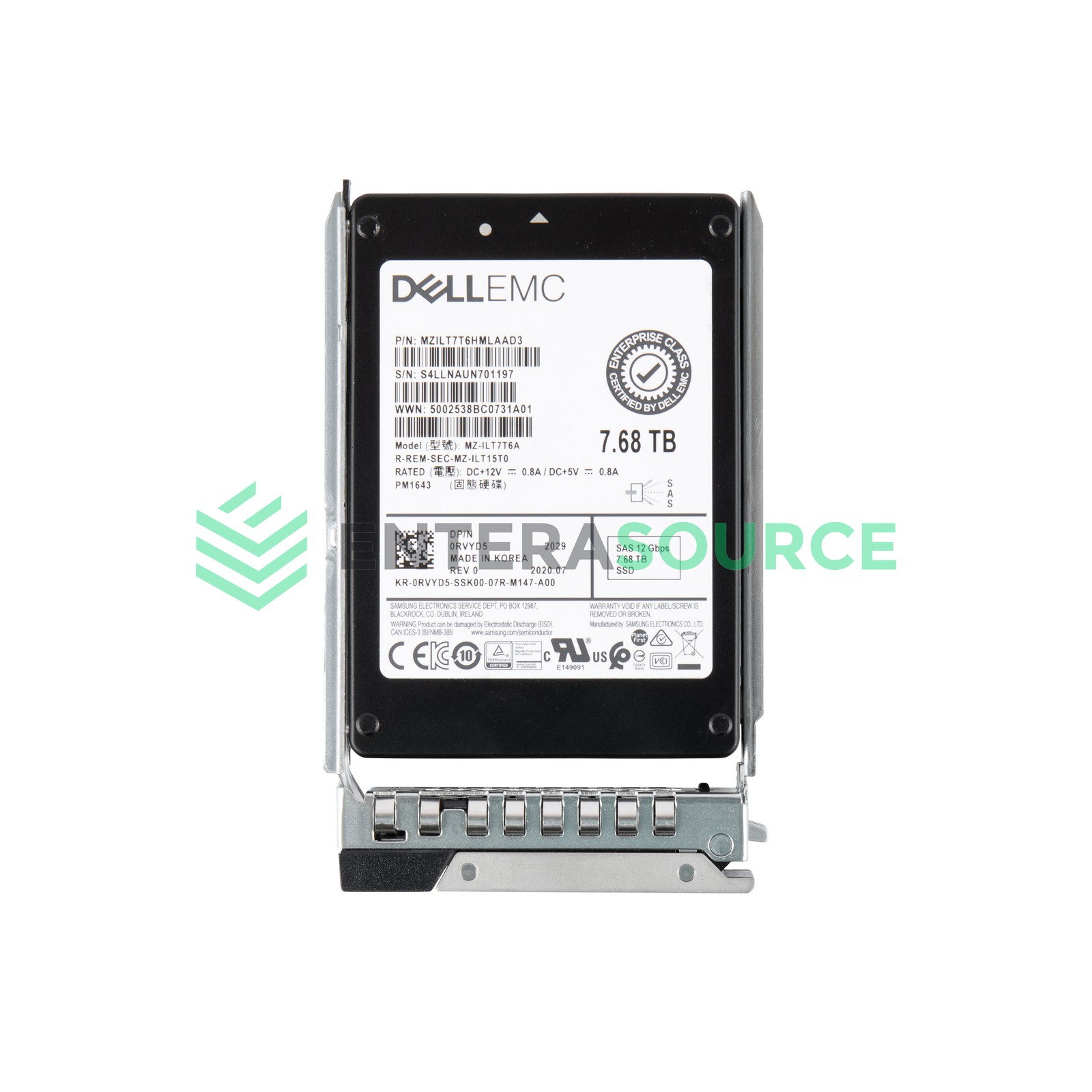 Dell RVYD5 7.68TB TLC SAS SSD 2.5" 12Gbps RI Solid State Drive | MZILT7T6HMLA0D3