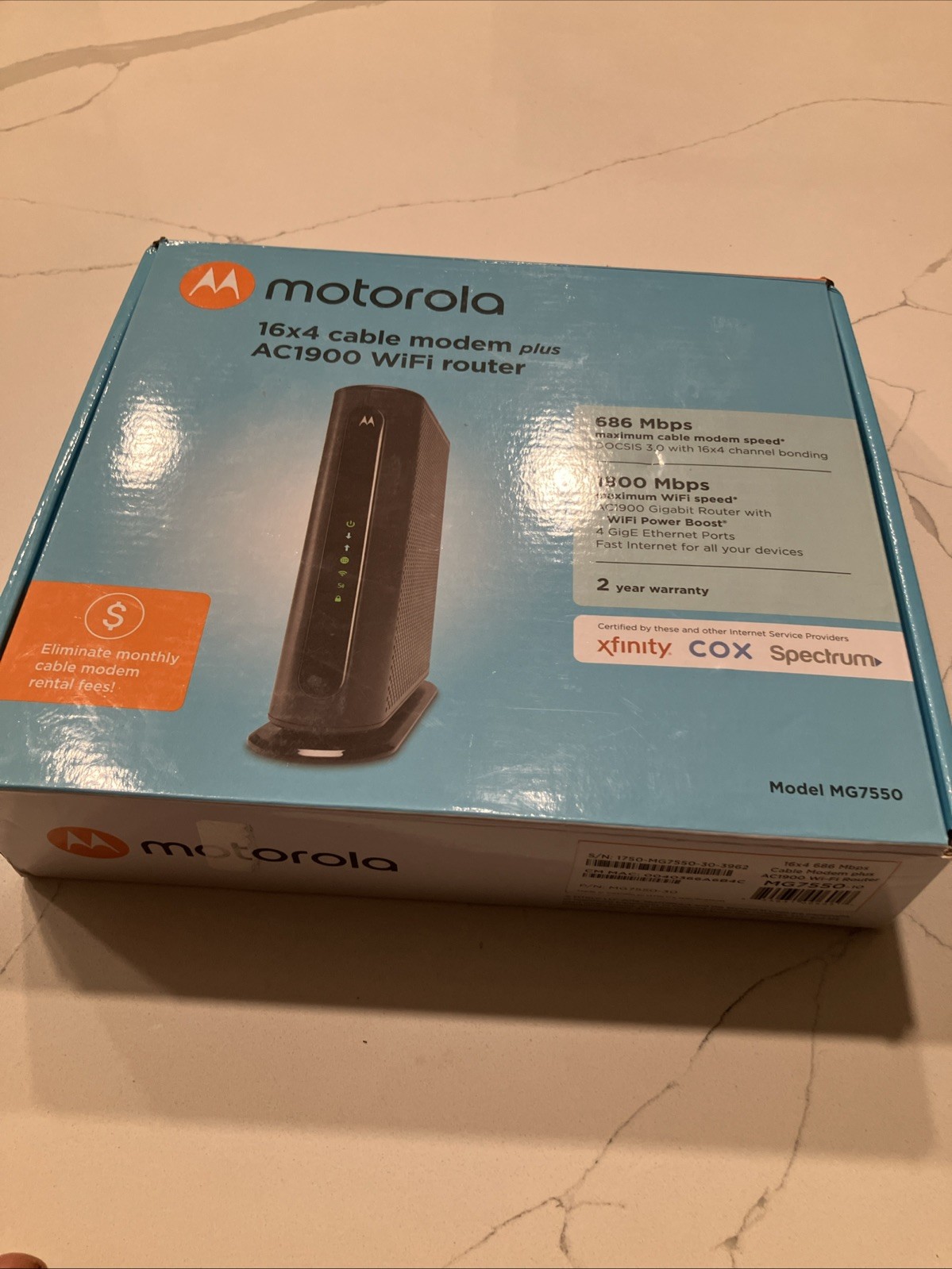 MG7550 16x4 DOCSIS 3.0 Cable Modem/AC1900 Dual Band Wi-Fi Gigabit Router