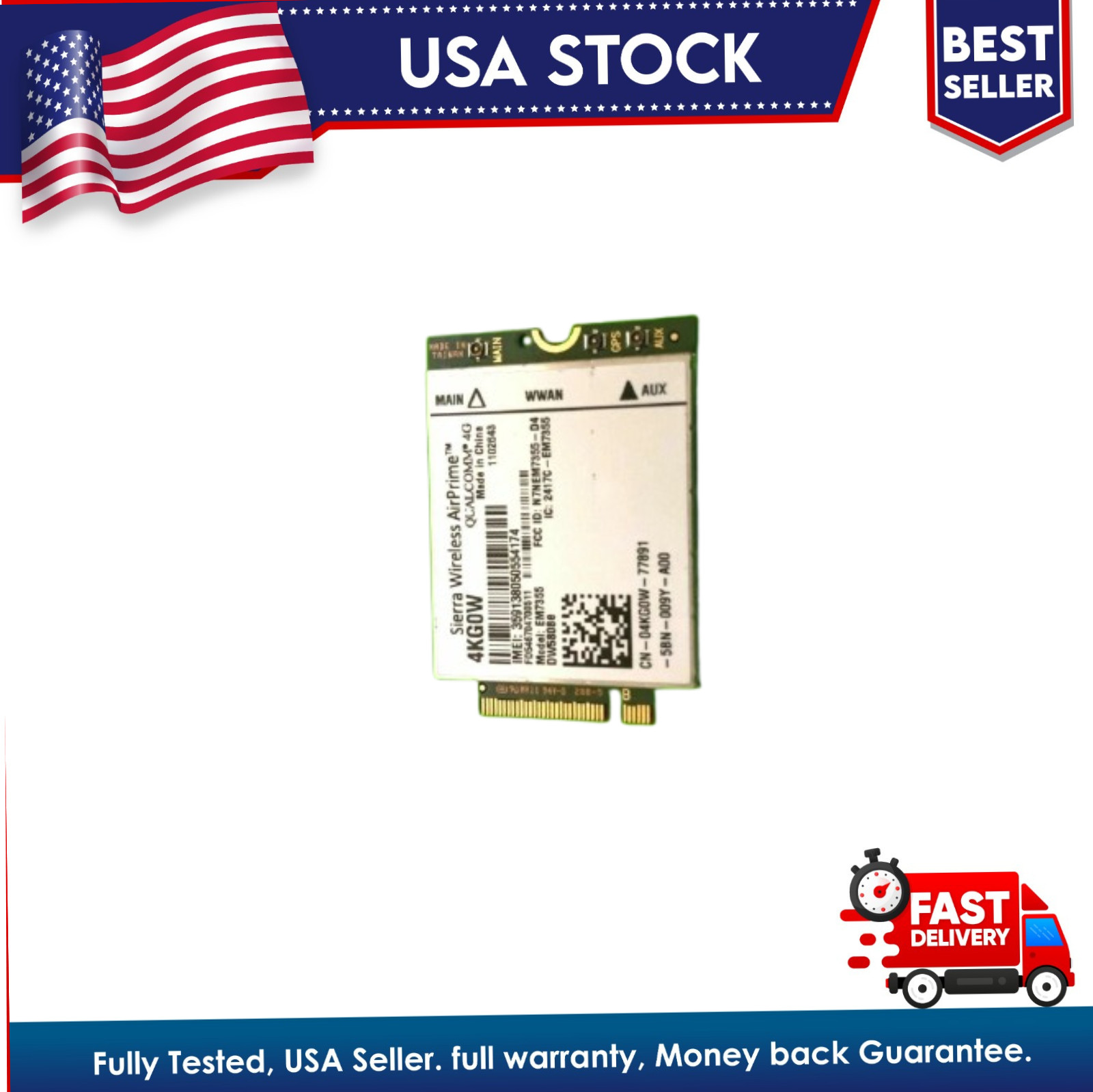 Dell Wireless DW5808E 4G LTE WWAN M.2 Mobile Broadband Card 2NDHX Tested