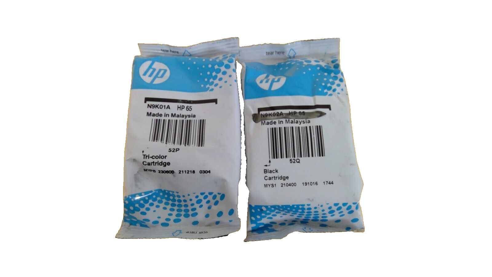Genuine OEM HP 65 Black-65 Tri-color Ink Bulk Packaging 