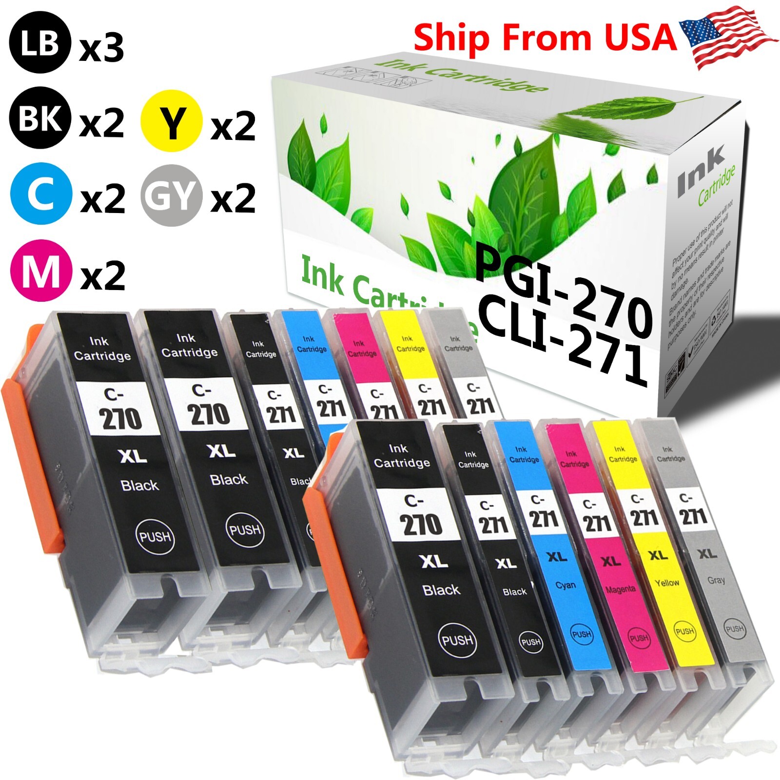 13PK PGI-270 XL CLI-271 XL Ink Cartridge Work With Pixma MG6821 Printer