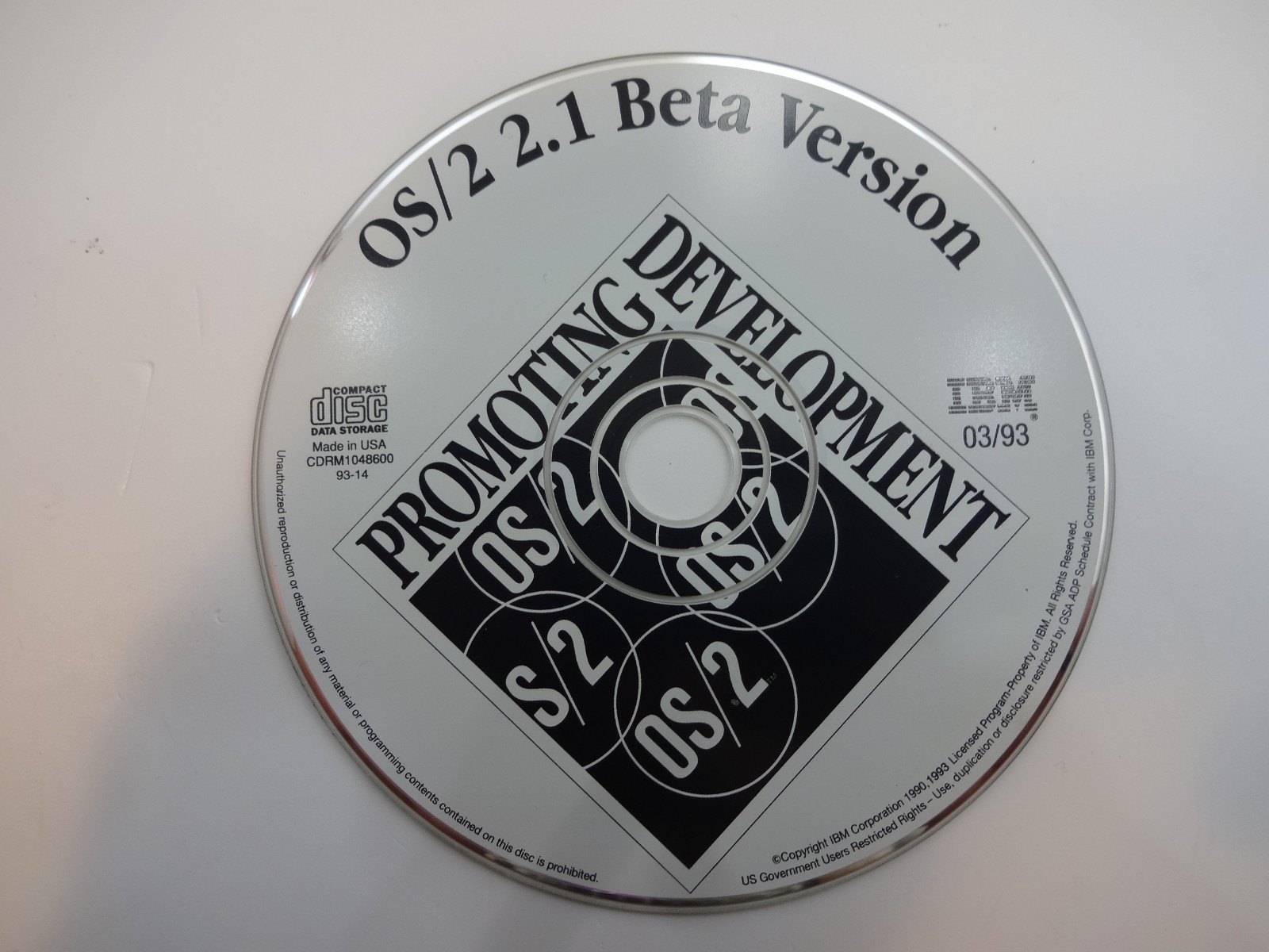 Vintage 3/1993 IBM OS/2 2.1 Beta Version CD-Rom Promoting Development