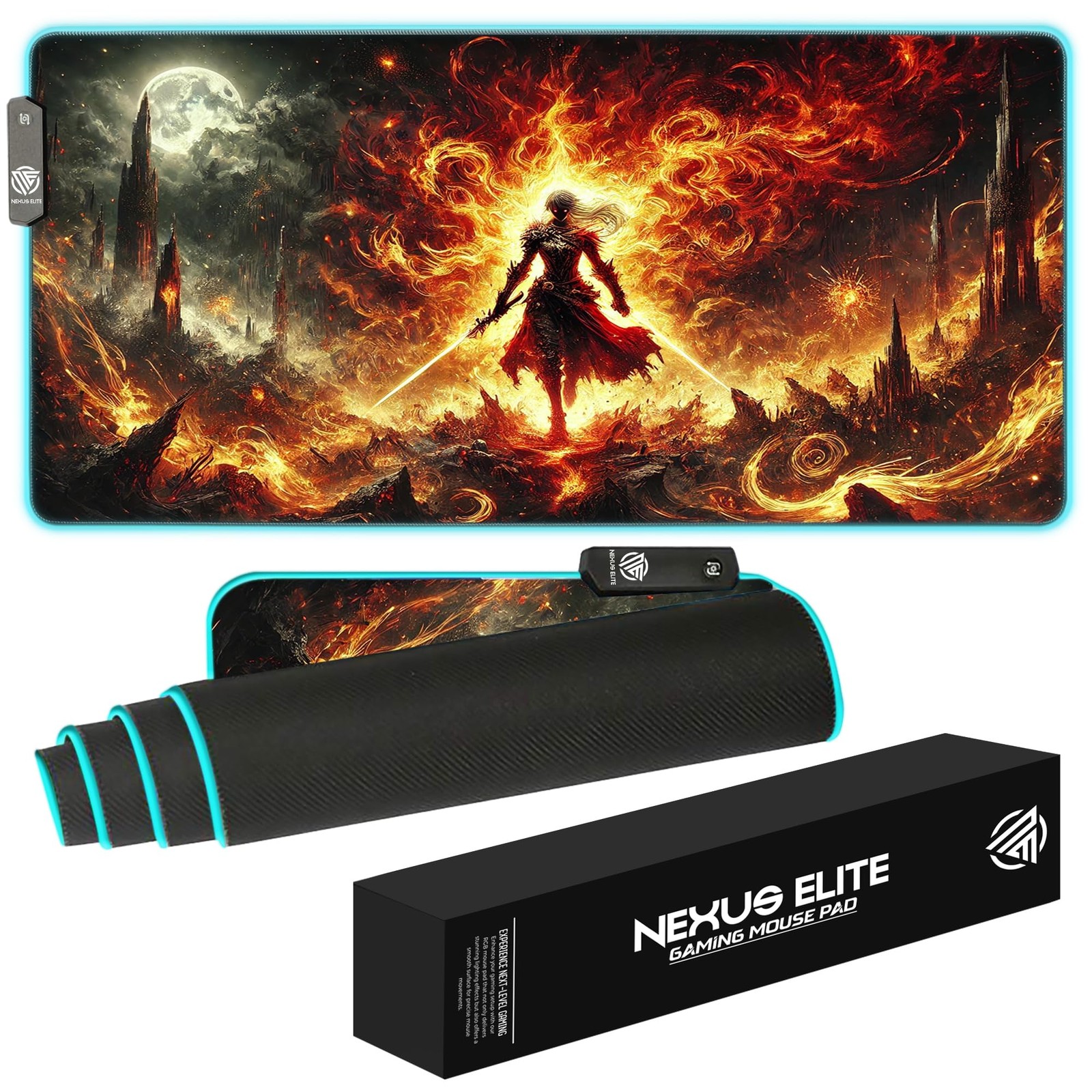 Nexus Elite RGB Gaming Mouse Pad Large Extended 35.4x15.7in XXL LED for Desk