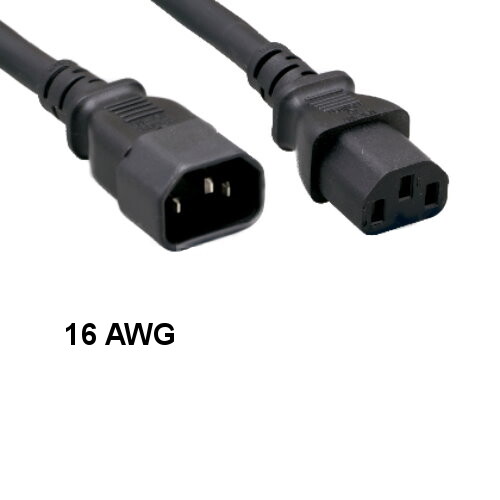 Kentek 6Ft Heavy-Duty Extension Power Cable C13 to C14 16AWG 13A SJT PC UPS PDU